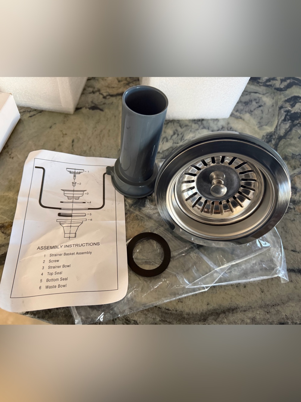 Brand new two Stainless Steel Sink Strainer with Grey Tailpiece